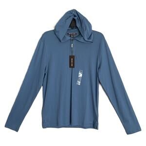 Michael Kors Polo Shirt Hoodie Men's Small Pima Cotton Stretch Ocean Blue NEW